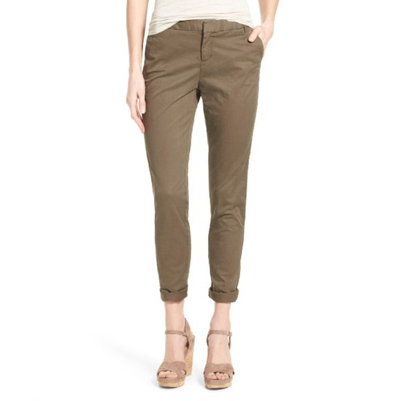 Caslon Nordstrom Olive Green Chino Ankle Pants - Picture 2 of 8
